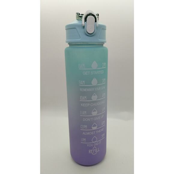 27oz Water Bottle with Time Marker and Straw - Motivational Teal Lid - Picture 1 of 3